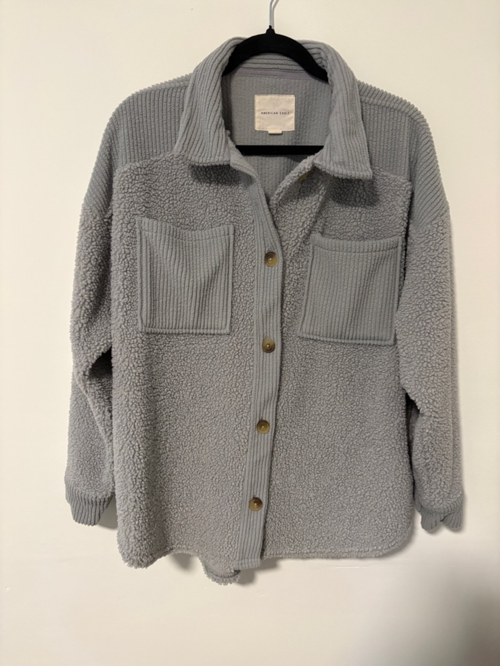 American Eagle Outfitters Blue/Gray Sherpa Shacket